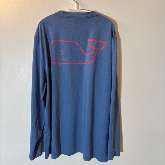 Vineyard Vines Performance Mens XXL Long Sleeve Shirt Blue Whale Graphic Tee - Picture 7 of 8